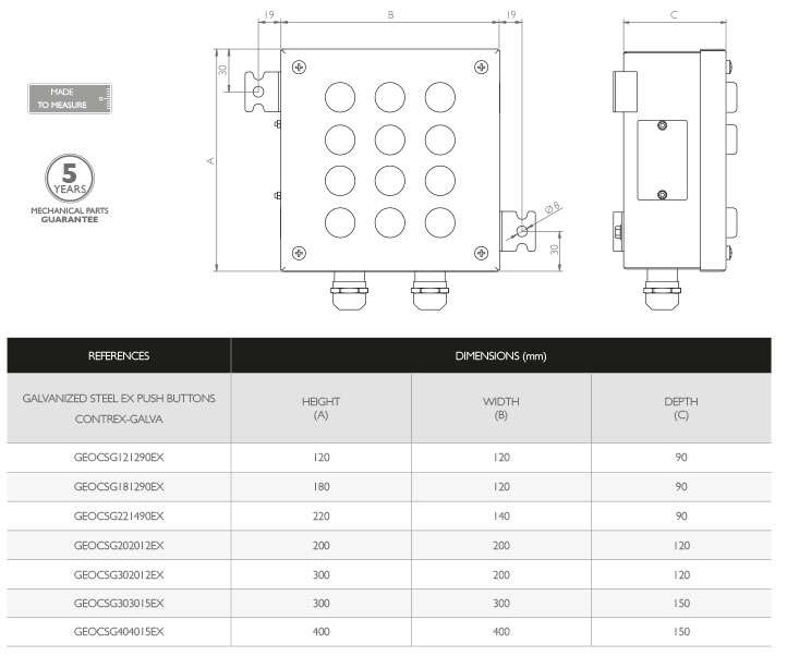 Plans Galvanized Steel Ex Push Buttons Contrex · Atex Delvalle