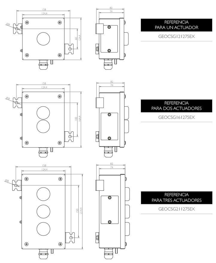 Planos Botoneras Atex Galvanizadas Contrex · Atex Delvalle