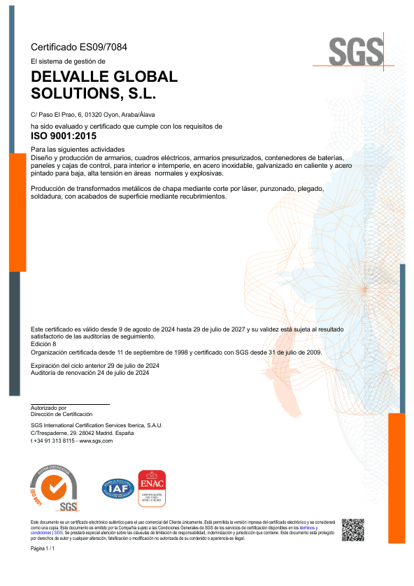 Armario eléctrico industrial con certificación SGS y diseño resistente para uso industrial.